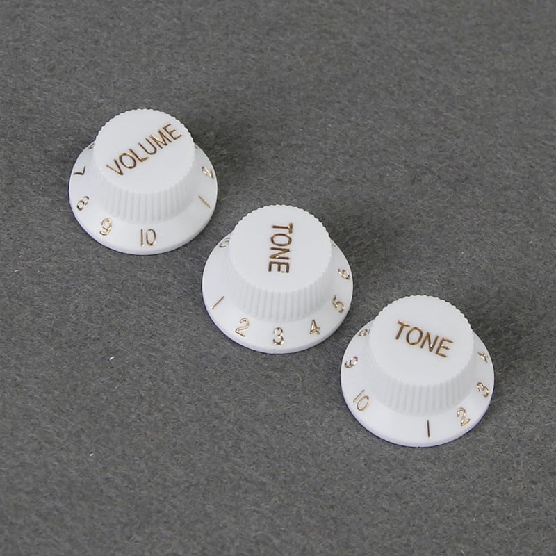 FLEOR 2T1V Guitar Knobs Set 24 Spline Electric Guitar Knobs 1 Volume 2 Tone Control Knob, White - Image 3